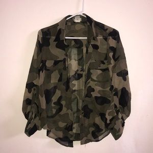 Sheer Camo Button-Down Shirt